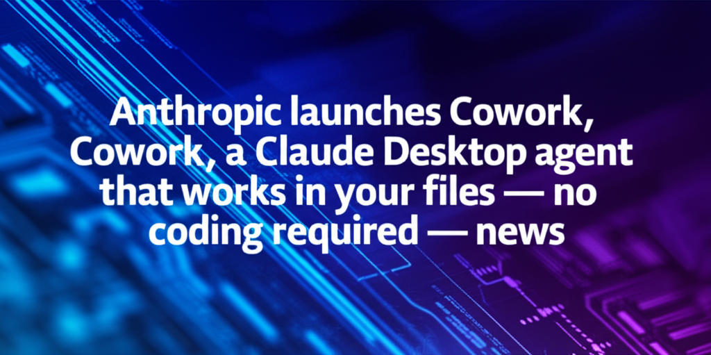 Anthropic launches Cowork, a Claude Desktop agent that works in your files — no coding required — news
